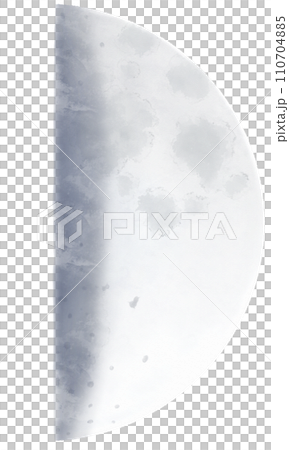 上弦の月　リアルな半月のイラスト素材 110704885