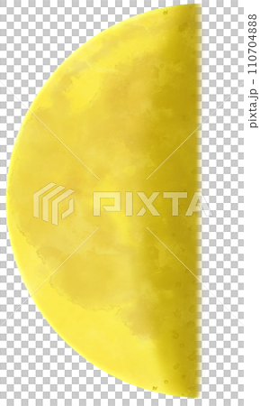 下弦の月　リアルな半月のイラスト素材 110704888