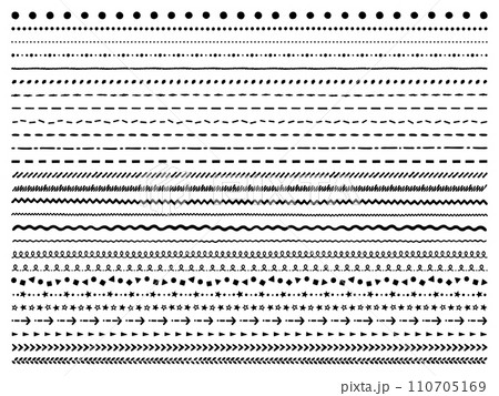 手描き風のライン素材セット 110705169