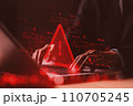 System hacked warning alert on notebook (Laptop). Cyber attack on computer network, Virus, Spyware, Malware or Malicious software. Cyber security and cybercrime. Compromised information interne 110705245