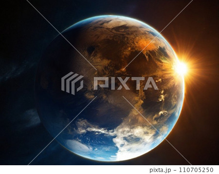 宇宙から観る 地球と太陽 宇宙から観る 地球と太陽 110705250