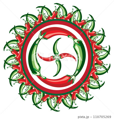 Circle Frame Red hot pepper Original Design card. Vector. Eps. Circle Frame Red hot pepper Original Design card. Vector. Eps. 110705269