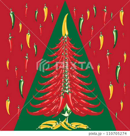 New year Cristmas Red hot pepper Creative tree. Vector. Eps. New year Cristmas Red hot pepper Creative tree. Vector. Eps. 110705274