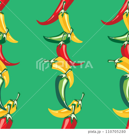 Red hot pepper. Seamless Texture Pattern Vector. Eps. Red hot pepper. Seamless Texture Pattern Vector. Eps. 110705280
