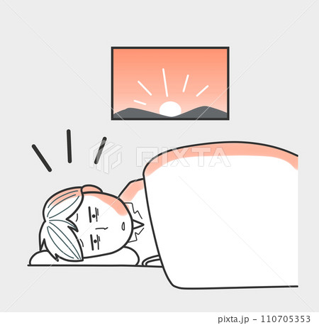 明け方目が覚めてしまう男性 明け方目が覚めてしまう男性 110705353