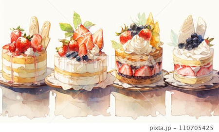 並んだたくさんのケーキ_7　Generative AI 110705425