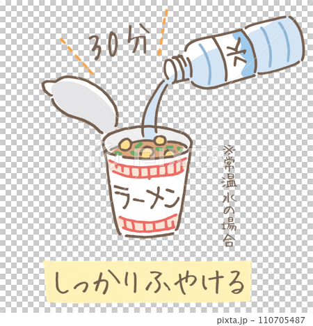 カップヌードル　水で戻す　30分 110705487