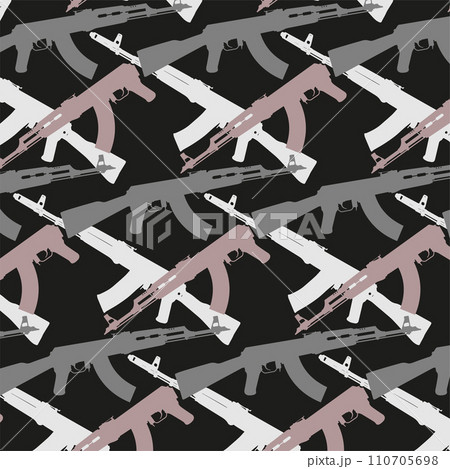AK. Kalashnikov Russian Soviet rifle gun steamless texture. Vector. Eps. 110705698