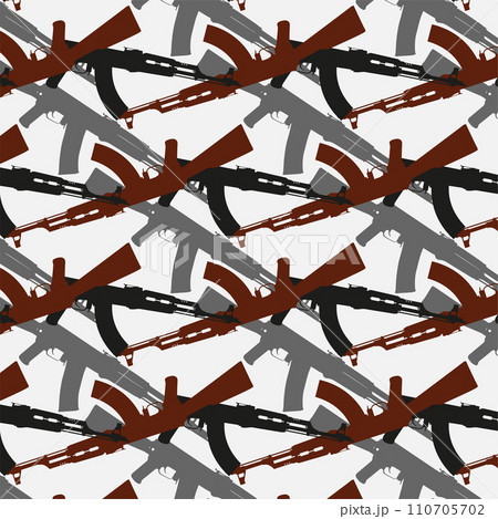 AK. Kalashnikov Russian Soviet rifle gun steamless texture. Vector. Eps. 110705702