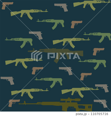 AK. Kalashnikov Russian Soviet rifle gun steamless texture. Vector. Eps. 110705716