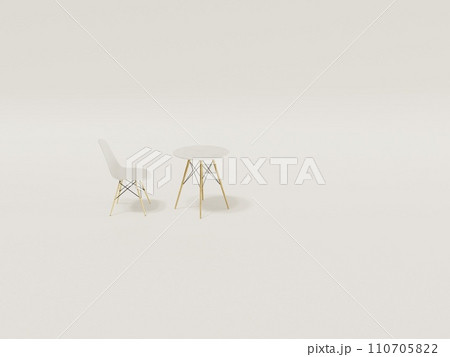 【3DCG】ホリゾント背景のイームズダイニングシェルチェアとテーブル 110705822