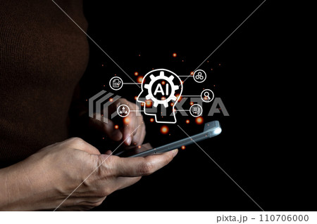 AI technology, Artificial Intelligence, Chat and talk with AI, Using for search and find data by command prompt, robot learning machine create or generate picture or article auto 110706000