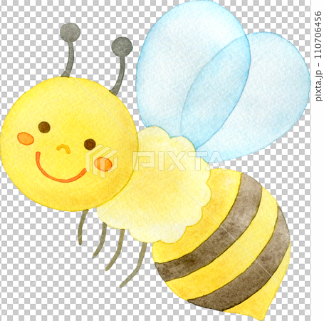 かわいいミツバチの水彩イラスト かわいいミツバチの水彩イラスト 110706456