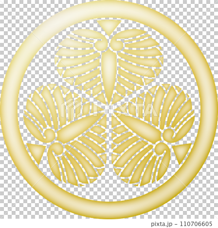 家紋　会津三つ葵【金色】 110706605