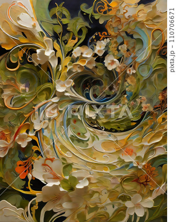 花のある立体の背景素材　AI画像 110706671