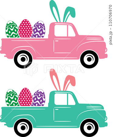 Easter Truck Carrot Spring, Easter, Tulips Flower, Happy Easter Vector Illustration File Easter Truck Carrot Spring, Easter, Tulips Flower, Happy Easter Vector Illustration File 110706970