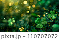 Shamrocks Glittering with Golden Bokeh Lights 110707072