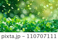 St. Patrick's Day Celebration with Clover Confetti and Soft Green Bokeh Lights 110707111