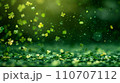 St. Patrick's Day Celebration with Clover Confetti and Soft Green Bokeh Lights 110707112