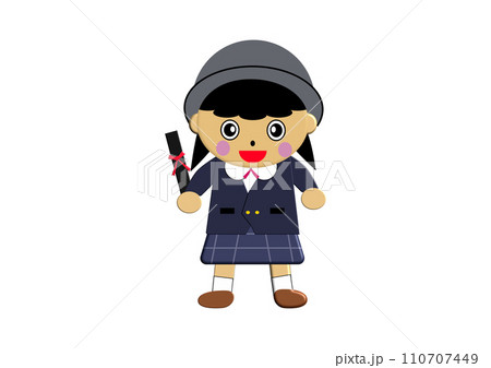 卒園式　かわいい女の子の園児のイラスト 110707449