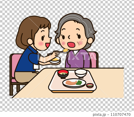食事介助されている女性 110707470
