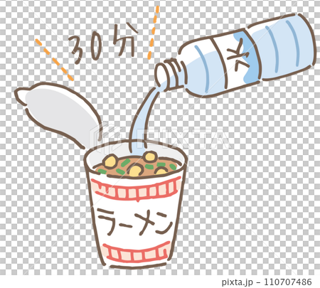 Cup noodles rehydrate in water for 30 minutes (no explanation) 110707486