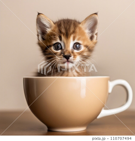 テーブルにのった子猫001 110707494
