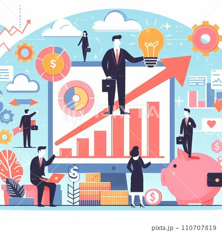 売上、業績アップグラフ 売上、業績アップグラフ 110707819