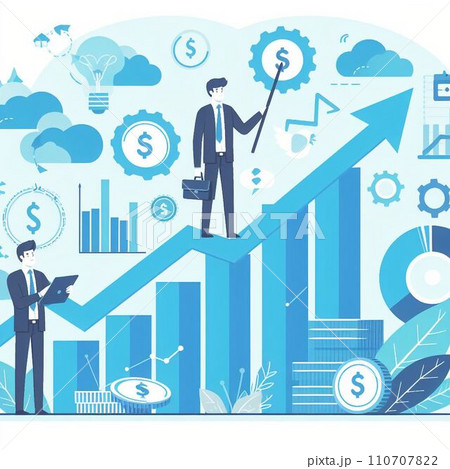 売上、業績アップグラフイラスト 売上、業績アップグラフイラスト 110707822