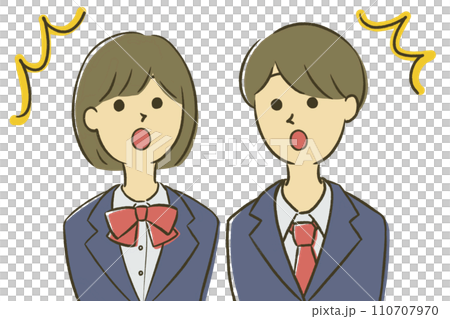 Surprised male and female students 110707970