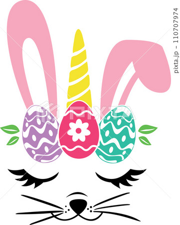 Cat Face Easter Eggs Spring, Easter, Tulips Flower, Happy Easter Vector Illustration File 110707974