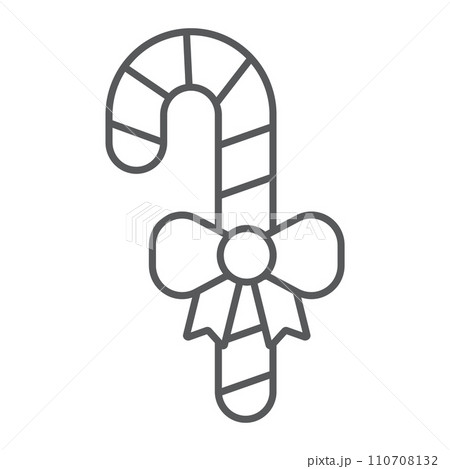 Christmas candies thin line icon, christmas and sweets, candy cane sign, vector graphics, a linear pattern on a white background. 110708132