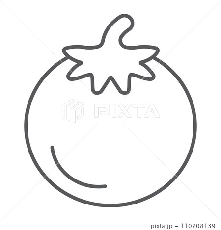 Tomato thin line icon, food and organic, vegetable sign, vector graphics, a linear pattern on a white backgrond. Tomato thin line icon, food and organic, vegetable sign, vector graphics, a linear pattern on a white backgrond. 110708139