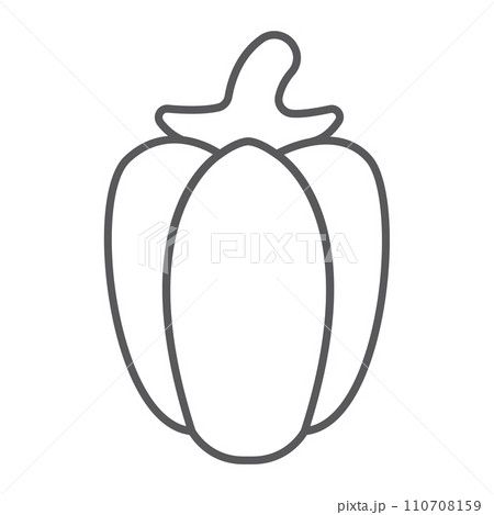 Bell pepper thin line icon, fruits and vegetables, capsicum sign, vector graphics, a linear pattern on a white background. 110708159