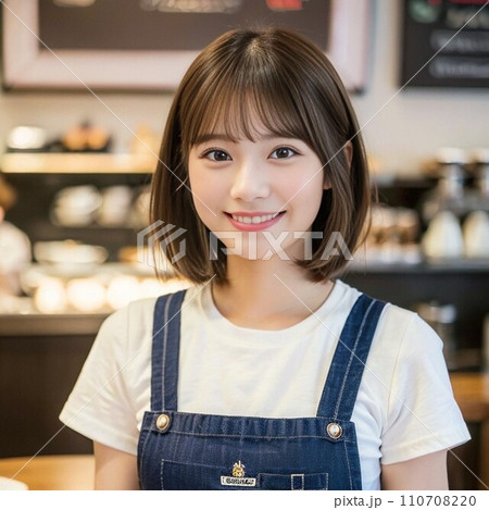 カフェで働く女性店員(Generative AI) 110708220