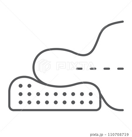 Orthopedic pillow thin line icon, medical and equipment, therapeutic pillow for seniors sign, vector graphics, a linear pattern on a white background. Orthopedic pillow thin line icon, medical and equipment, therapeutic pillow for seniors sign, vector graphics, a linear pattern on a white background. 110708719