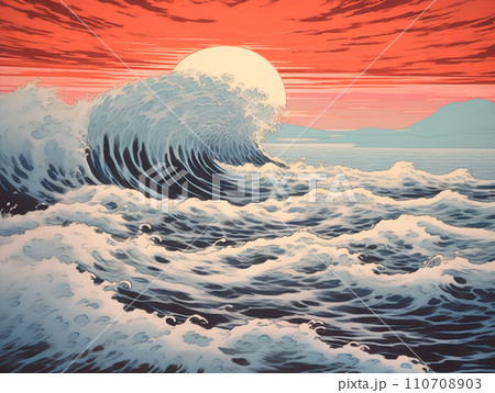 大波　日本海　イラスト 110708903