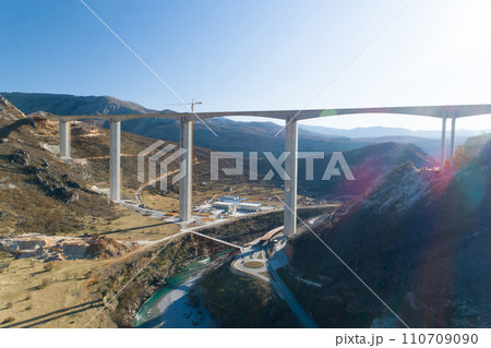 Construction of bridge of a new highway through the Moraca canyon in Montenegro 110709090