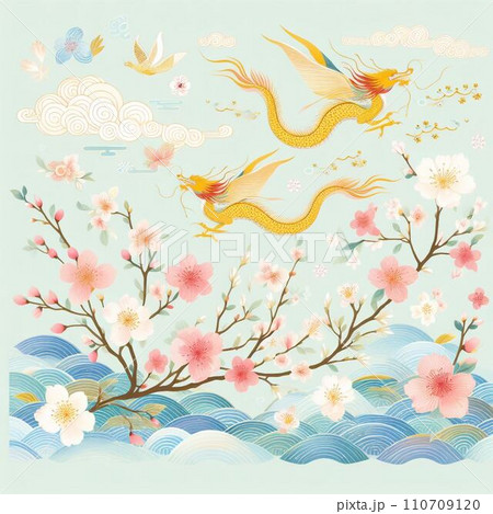 日本的な春の和柄フレーム 110709120