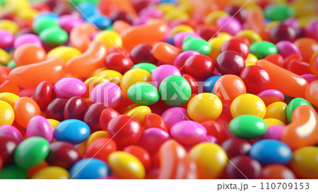鮮やかなカラフルなキャンディー Vivid Colorful retro candy AI生成画像 110709153