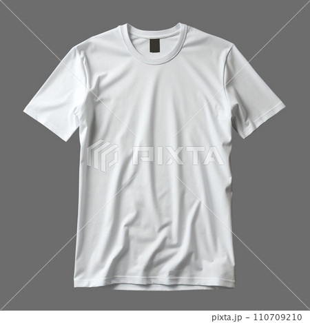 White men's T-shirt isolated on gray background, minimalism style, photo-realistic, AI generated 110709210