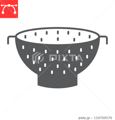 Colander glyph icon, kitchen and strainer, colander vector icon, vector graphics, editable stroke solid sign, eps 10 Colander glyph icon, kitchen and strainer, colander vector icon, vector graphics, editable stroke solid sign, eps 10 110709570