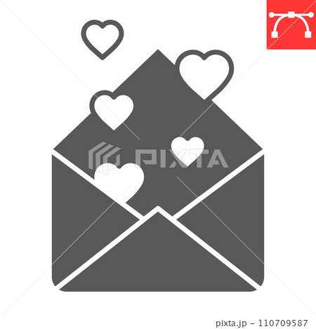 Love letter glyph icon, valentines day and envelope, greeting card vector icon, vector graphics, editable stroke solid sign, eps 10. Love letter glyph icon, valentines day and envelope, greeting card vector icon, vector graphics, editable stroke solid sign, eps 10. 110709587