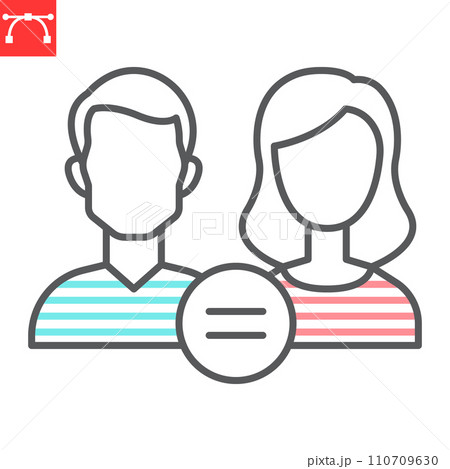 Gender equality line icon, LGBT and sexism, equality vector icon, vector graphics, editable stroke outline sign, eps 10. Gender equality line icon, LGBT and sexism, equality vector icon, vector graphics, editable stroke outline sign, eps 10. 110709630