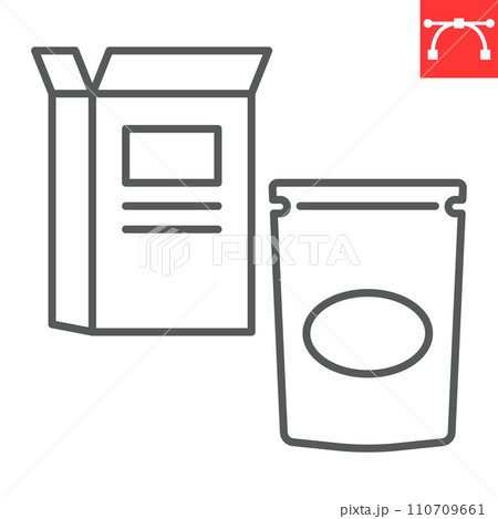 Cereal products line icon, grocery store and food for breakfast , cardboard box vector icon, vector graphics, editable stroke outline sign, eps 10. 110709661