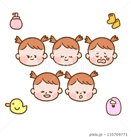 赤ちゃんの表情イラストセット 赤ちゃんの表情イラストセット 110709771