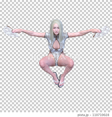 扇を持って舞う女性 110710028