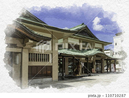 水彩画風 山中温泉 山中座 石川県加賀市 水彩画風 山中温泉 山中座 石川県加賀市 110710287