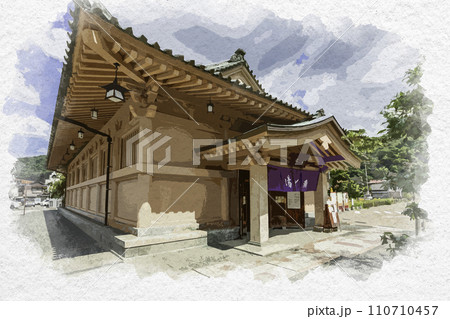 水彩画風　山中温泉　菊の湯　男湯　石川県加賀市 110710457