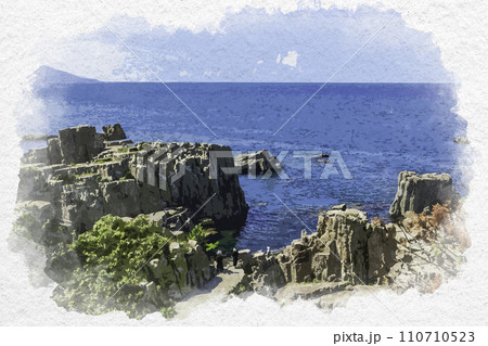 水彩画風 東尋坊 福井県坂井市 水彩画風 東尋坊 福井県坂井市 110710523